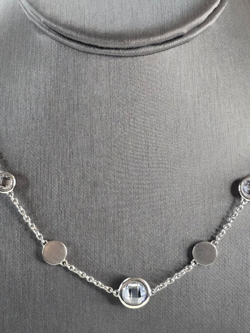 Womens Sterling Silver Modernist CZ Necklace 16.8g E3069